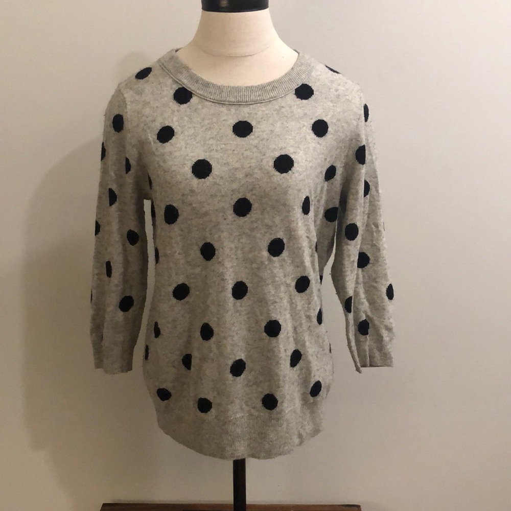 J Crew Polka Dot Crew Neck Sweater, M